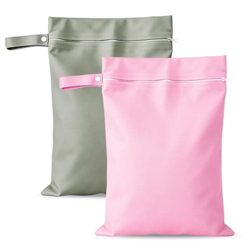 Aomig 2PCS Waterproof Laundry Bag Travel Wet Bags Dirty Clothes Bags Organizers(Gray+Pink)