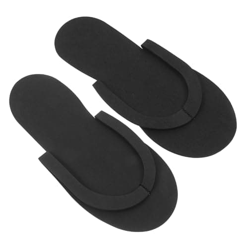 HOMOCONO Fold up Flip Flops 12 Pairs EVA Spa Slippers Black