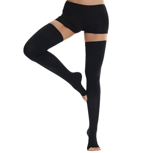 Ailaka 20-30 mmHg Compression Stockings for Women Men, Thigh High Open Toe