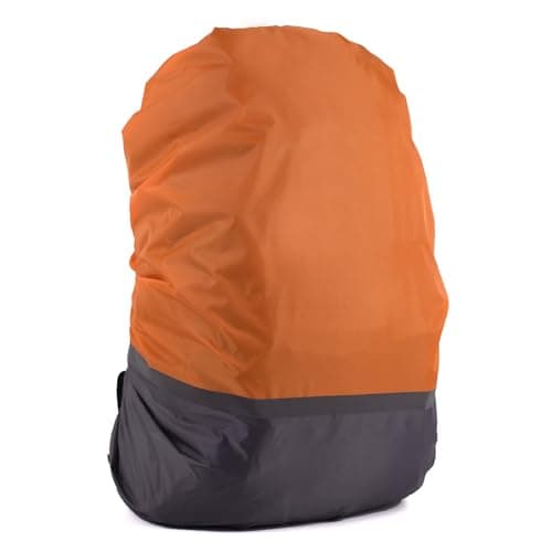 ZAUXVAI Waterproof Rain Cover for Backpack, Orange and Grey, Polyester, 53 x 20 x 19 cm