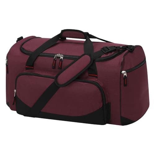LONALIA 45L Sports Holdall Bags for Men, Gym Duffle Bag, Burgundy