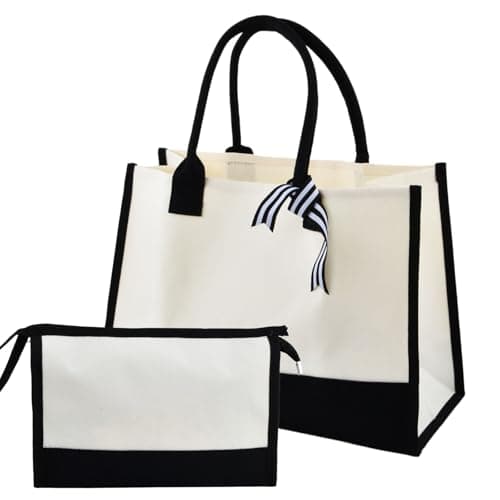 Jute Canvas Tote Bag, Large Capacity Travel, Reusable Shoulder Handbag, Foldable Waterproof Shopping, DIY Jute Beach Tote with Cosmetic Bag for Wedding, Birthday, Holiday, Beach