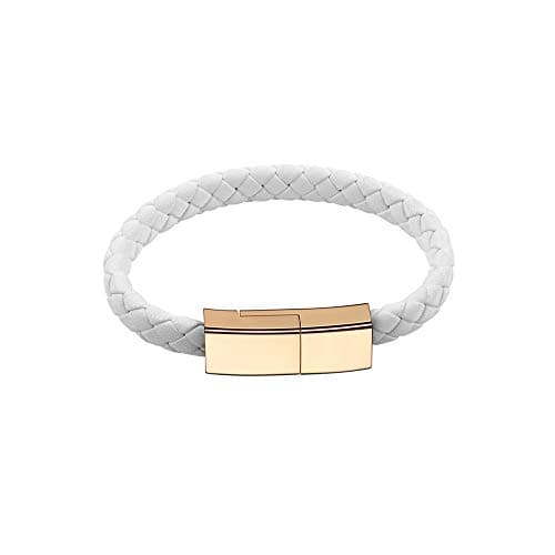 Outstanding® USB Type-C Charging Cable Bracelet Neutural, USB C Phone Charger 2.4A Current, Wristband Design Charger Leather Bracelet Portable Travel Charger, Braided Cord