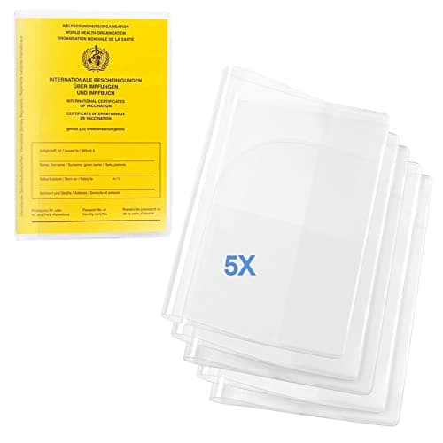 flintronic Passport Covers 5 Pcs, Clear Transparent Passport Protector Covers, International Vaccination Certificate Protective Cover Fits Standard Size