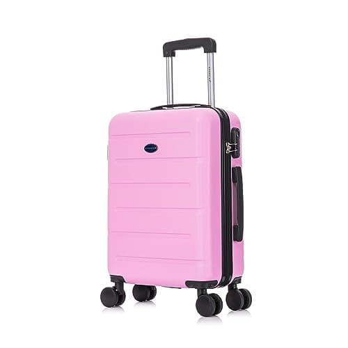 Aerostar 20” Lightweight Small Hard Suitcase Cabin Hand Luggage 4 Spinner Wheels Carry On 55x35x20 | Accepted on All Airlines easyjet, RyanAir, British Airways, Emirates & More (Pink, 35 Litre)