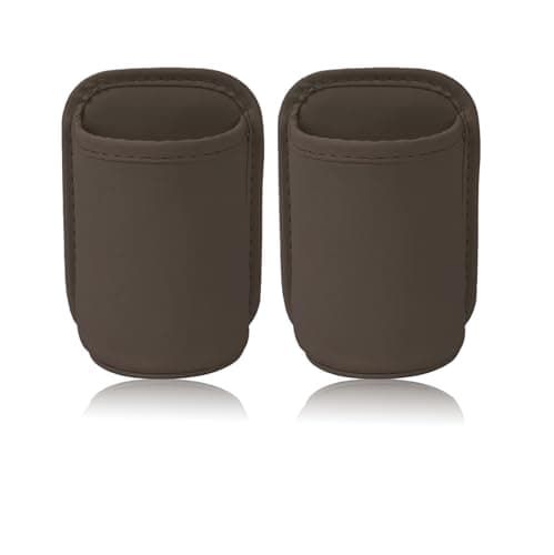 Auroriel 2 Pieces Car Cup Holder, Back Seat Clip, Large Cup and Bottle Holder, Multifunctional Door Pocket, Storage Organizer, Brown PU Leather