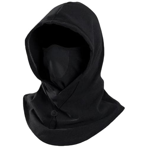 CERCTLA Balaclava Ski Mask, Winter Thermal Fleece Balaclavas, Neck Warmer Snood Outdoor Sports Face Covers Hat for Running Skiing Cycling Motorbikes Hiking, Men, Women (Black)