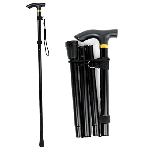 DIVCHI Folding Walking Sticks, Adjustable Height And Portable Collapsible Balancing Ladies Walking Aid, Travel Walking Cane for Women & Men Elderly Adults & Disabled (Walking Stick Black)