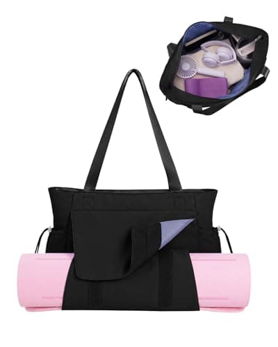 sportsnew Yoga Mat Bag Large Gym Bag with Mat Holder, Lightweight Tote Bag for Women Water-Resistant Yoga Bag for Gym, Walking, Work, Travel
