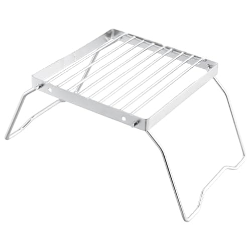 Portable Folding Camping Grill & Fire Pit Stand, 16 × 16 cm Stainless Steel BBQ Rack , Charcoal Cooking Grate & Burner Stove Support for Hiking, Backpacking, Picnic, Fishing