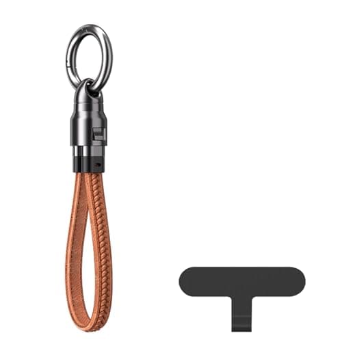 PD240W Keychain Fast Charging Cable 2-in-1 Portable USB C to C Cable for Travel and Outdoor Activities Microfiber Braided 22cm (Brown)