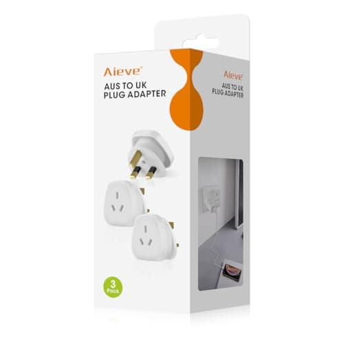 Aieve Australia to UK Plug Adapter, AUS NZ to UK Power Plug Adaptor, British Converter Travel Adapter for Australian/Argentina/Fiji (3-Pack)