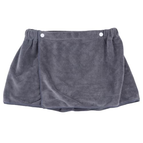YILANJIN Men's Adjustable Bath Skirt, Gray, Microfiber, One Size, Quick Dry, Modern Style, Beach Towel