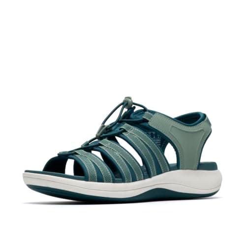 Clarks Women's Athleisure Fisherman Sandal, Teal Textile, 8 Wide