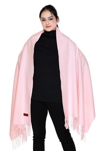 World of Shawls Luxurious Cashmere Feel Shawl Wrap for Women - Soft, Warm, Lightweight & Elegant, Perfect for Winter, Travel, Weddings or Gift (Pale Pink)