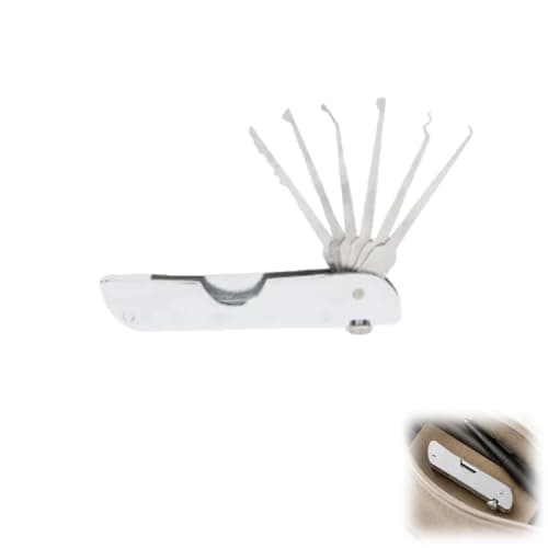 7 in 1 Folding Lock Pick Kit Stainless Steel Portable Locksmith Multitool