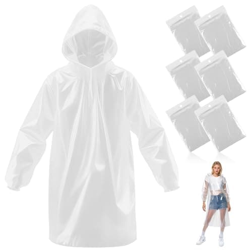 lohey 6 Pack Disposable Rain Ponchos - Rain Poncho Waterproof Adult Emergency Raincoats Rain Coats with Hood and Sleeves for Camping, Fishing, Theme Parks, Festivals