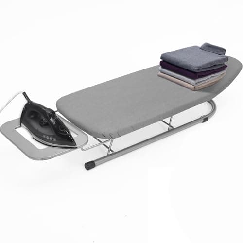 Rainberg Table top Ironing Board, Small-Foldable Design, Non-Slip Folding Legs, 100% Cotton Cover with Foam Layer, Steam Iron Rest, Lightweight, Space Limited Places, 76 x 30cm