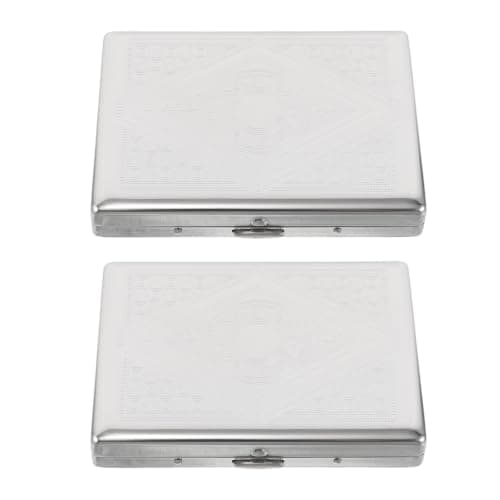 MOBUTOFU 2pcs Retro Metal Cigarette Case, Long Slim Tin with Clip