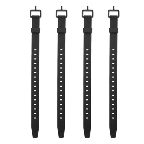 LOUMEVITA 4 Pcs Silicone Tie Down Strap, 35cm / 14 inch Versatile Wear Resistant Silicone Securing Strap with Black Metal Buckle for Luggage Binding Outdoor Equipment Sorting,Black
