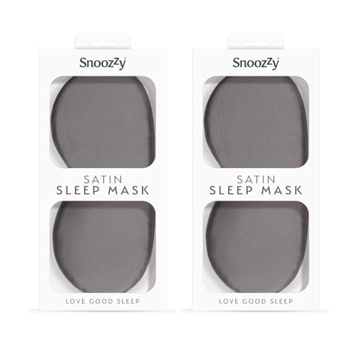 SnoozZy Soft Satin Sleep Mask, Charcoal, Lightweight, Twinpack - Travel, Flight, Sleep, Relax