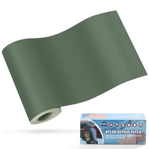 OAZ 10x160 cm Nylon Repair Patches Nylon Fabric Patch Self-Adhesive Tent Repair Patch Kit Waterproof Lightweight Nylon Repair Tape for Clothing Down Jacket Sleeping Bag Green