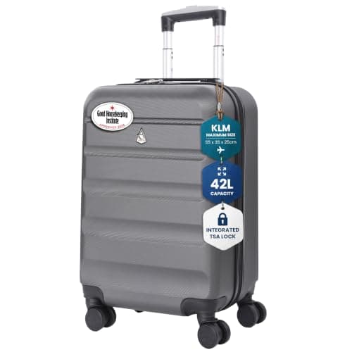 Aerolite 55x35x25 Hard Shell Cabin Suitcase, 4 Wheels, Air France KLM
