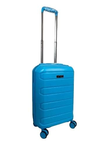 Hampton & Stewart PP Luggage Hard Shell Cabin Suitcase 8 Wheel Travel-Trolley Lightweight Case (Sky Blue, Small 20")