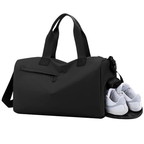 Black Waterproof Sports Bag Gym Bag Duffle with Shoe Compartment
