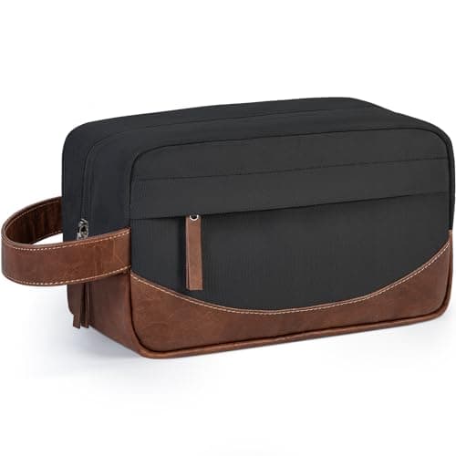 Ezday Travel Toiletry Bag for Men, Hanging Toiletry Organizer, Water Resistant Shaving Kit with Large Capacity for Travel Accessories, Black, M, Black