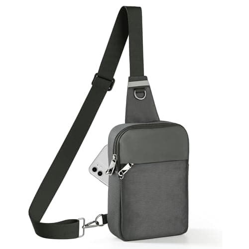 Broadream Anti-Theft Sling Bag for Men, Waterproof RFID Crossbody Shoulder Bag with Security Zipper, Small Crossbody Chest Bag for Men & Women, Mobile Phone Bag for Travel Outdoor Work, gray, Small