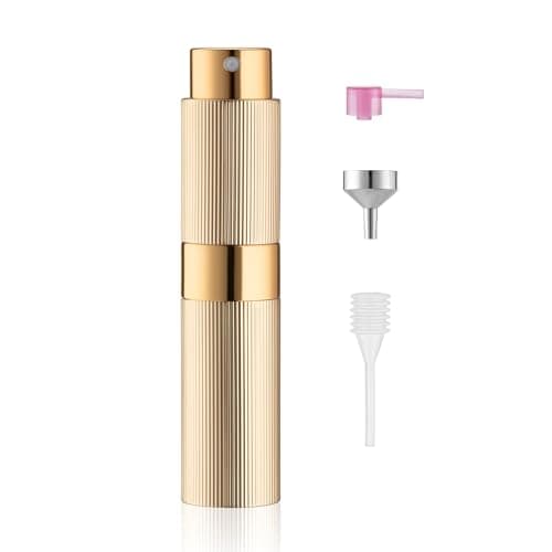 Toureal 8ml Refillable Leak Proof Perfume Atomiser for Travel (Gold)