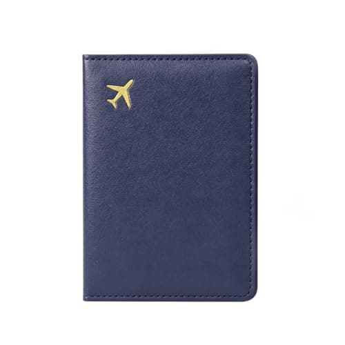 Pebipoo Passport Holder Travel Wallet,Boarding Pass and ID Card Leather Passport Wallet for Women and Men (Blue)
