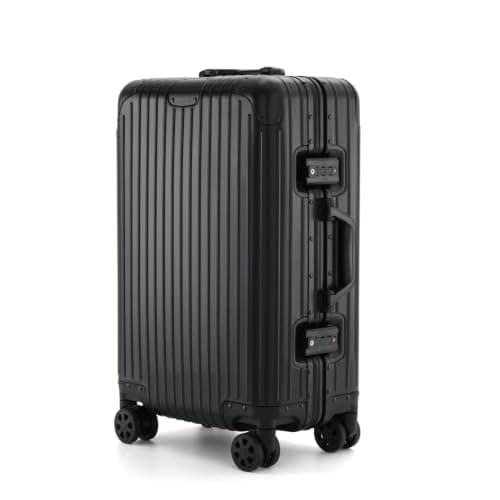 Riigid 20" Black Aluminium Cabin Suitcase, Hard Shell Carry On Luggage with Removable Wheels, Zipperless TSA Lock, 8 Spinner Wheels, Metal Travel Suitcase, Hand Luggage Cabin Bag