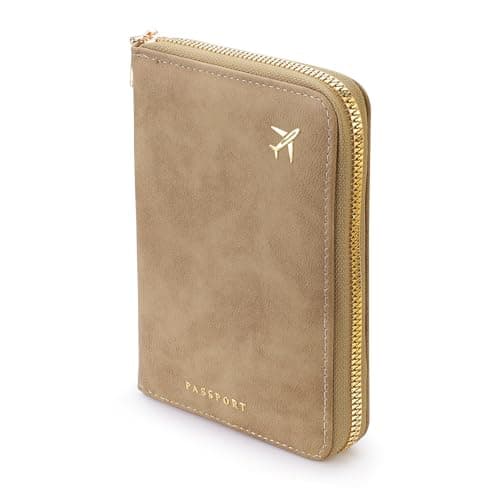 LELE LIFE Passport Holder Cover with Safe Zipper Closure, RFID Blocking Passport Wallet for Travel, Cute Matte PU Leather Card Case for Men Women Travel Essentials (Brown)
