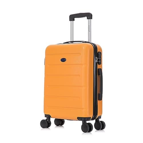 Aerostar 20” Lightweight Small Hard Suitcase Cabin Hand Luggage 4 Spinner Wheels Carry On 55x35x20 | Accepted on All Airlines easyjet, RyanAir, British Airways, Emirates & More (Orange, 35 Litre)