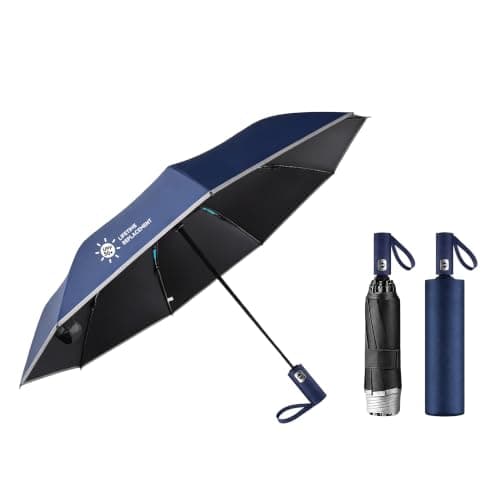 ZEPHAGUARD 10-Rib Compact Reverse Auto Open/Close Umbrella, High Windproof, Sturdy Fiberglass Frame & Durable Premium Handle, Ideal for Car & Backpack Use(Navy blue)
