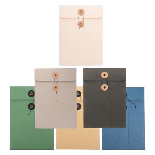 6pcs Document Folders Large File Storage Bags with String Button