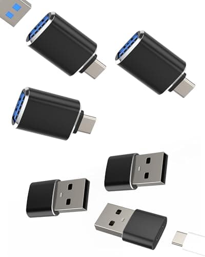 USB C OTG Adapter Type C Male to USB-A Female Adaptor (6Pack)for iPhone 16 15 for iPad Macbook Pro Compatible for Samsung Galaxy S23 Charging Cable Port Converter for Apple Mac Auto Car Plug Connector