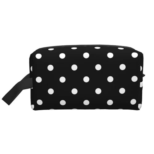 Meymuise Toiletry Bag, White Black Polka Dot