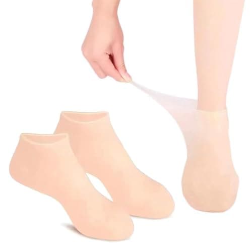 2PCS Silicone Socks for Moisturising Feet, Silicone Foot Care Socks, Silicone Gel Socks for Women Dry Feet Daily Use,Soft Gel Foot Socks for Dry Cracked Feet&Heel