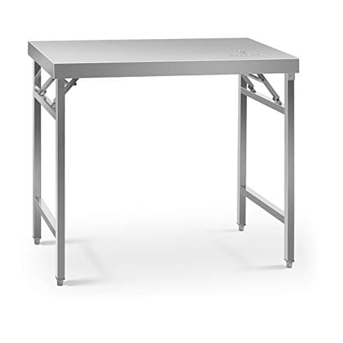 Royal Catering Stainless Steel Folding Work Table Portable Worktop Catering 60x100cm 200kg RCAT-100/60KE (Height 90.5cm, Height-Adjustable Feet 10mm, Foldable)