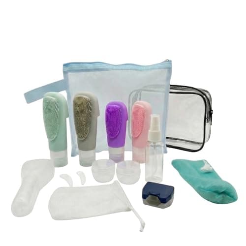 Stiqué TSA Approved Travel Bottles Set 15-Piece – Leak Proof Silicone Travel Size Containers – Complete Carry On Toiletry Kit for Women & Men