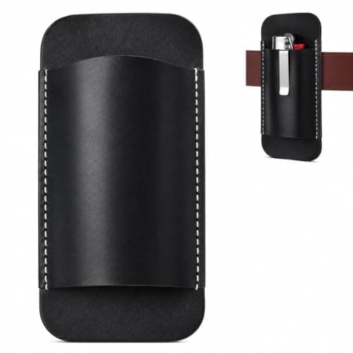 HOQBFSN Genuine Cowhide Leather Multitool Sheath Horizontal EDC Belt Pouch Compact Tool Holster Pocket Organizer with Belt Clip for Men Black