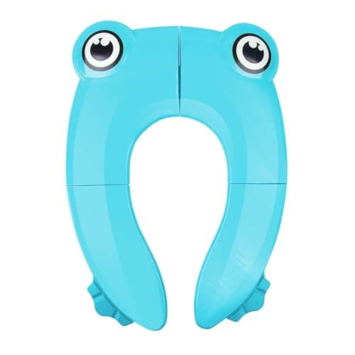 Pejoye Folding Potty Training Seat for Kids, Foldable Potty Toilet Training Seat, Portable Travel Toddler Toilet Seat with 6 Anti Slip Silicone Pads and 1 Carry Bag, Blue Frog