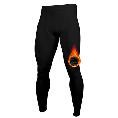 Towintec Men’s Thermal Leggings Fleece Lined Compression Tights Warm Base Layer Pants Cold Weather Running Thermal Trousers Sports Underpants Winter Workout Underwear Bottoms Hiking Skiing Cycling