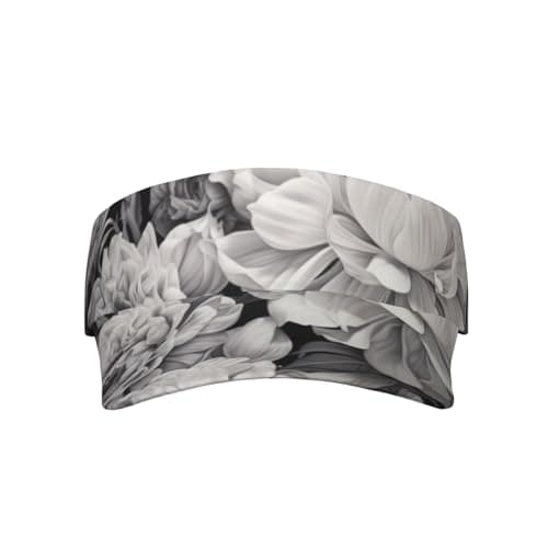 FBGHHTY Floral Graphite Print Adult Sunscreen Visor Cap Outdoor Sports Beach Hiking Cycling Summer Travel Sun Hat Black