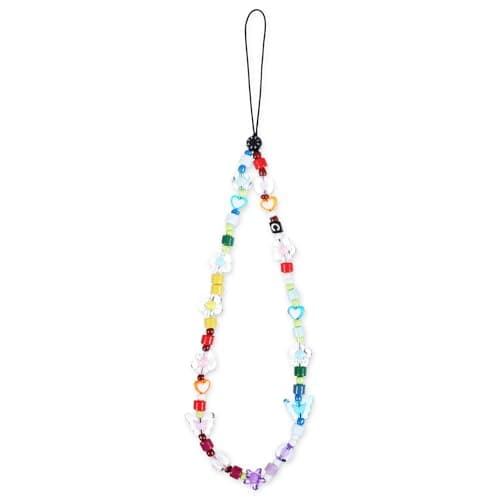 Shimmeroo Rainbow Beaded phone charms, Butterfly Acrylic Phone Wrist Strap