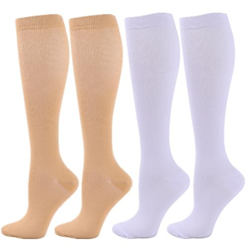 Compression Socks for Women Men, 2/3/4/6 Pairs 20-25mmHg Knee High Socks