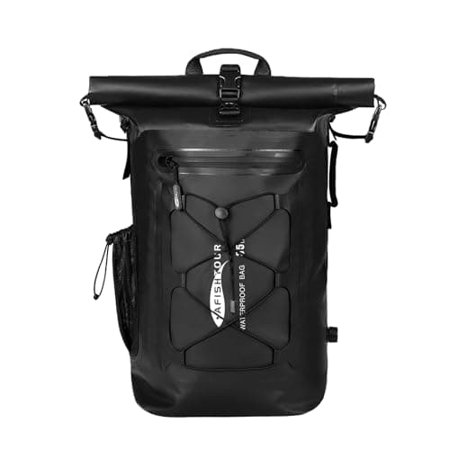 AFISHTOUR Heavy Duty Waterproof Dry Bag Backpack - 35L Roll-Top Floating Dry Bag Backpack for Motorcycles, Kayaking, Rafting, Boating, Camping, Hiking, Fishing (Black)